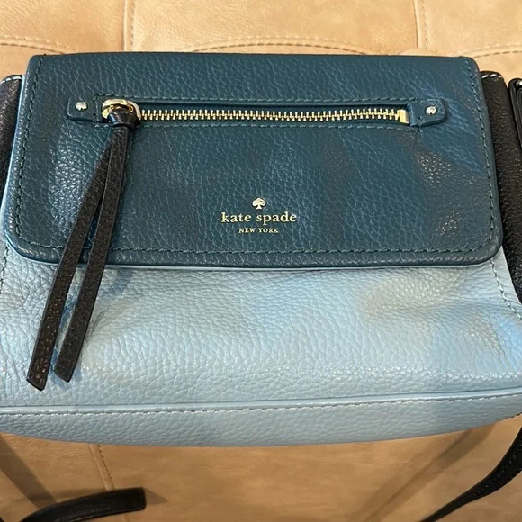 Kate Spade, New York, cobble Hill mini in tri colors of black turquoise, blue - Picture 9 of 9